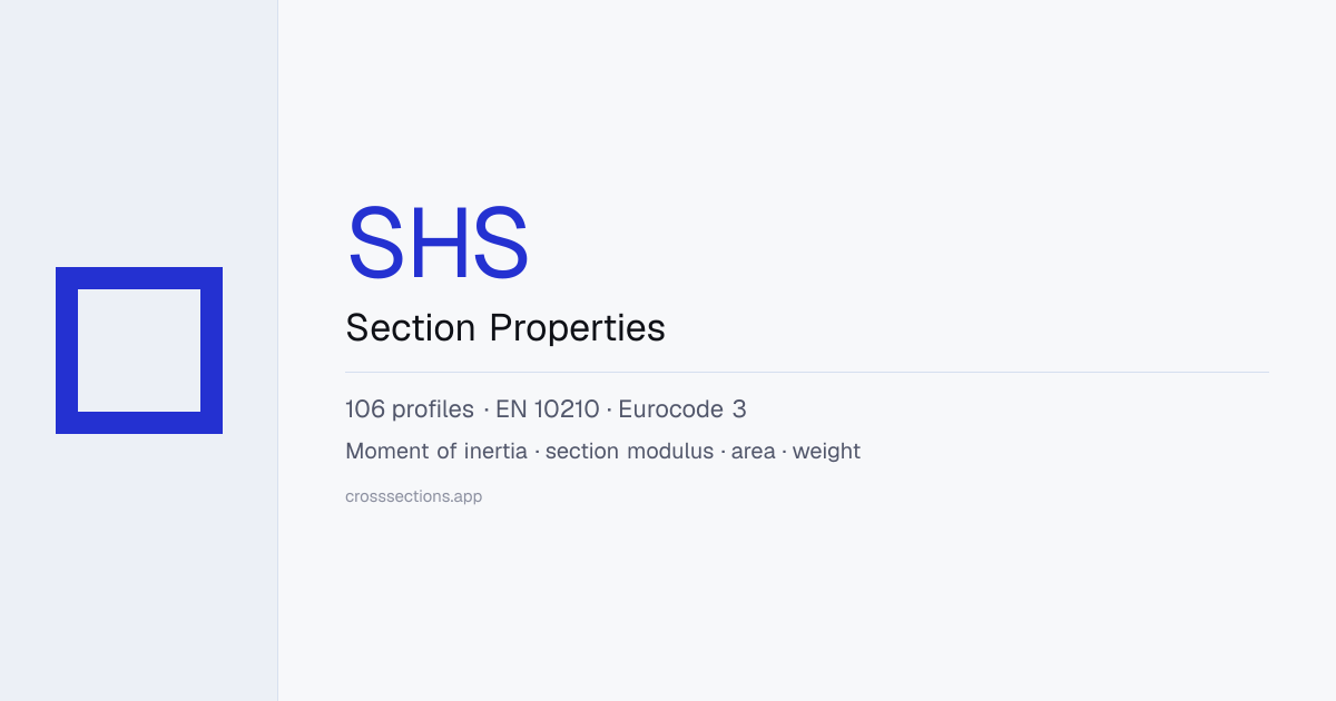 SHS Section Properties | Dimensions & Mechanical Data | CrossSections